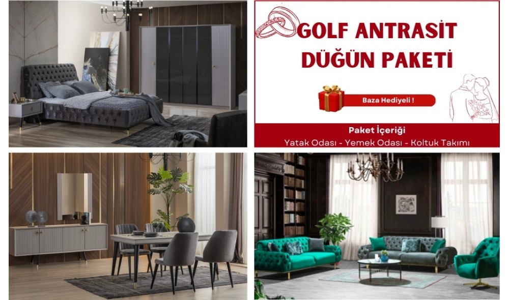 Golf Antrasit Düğün Paketi %100 MDF