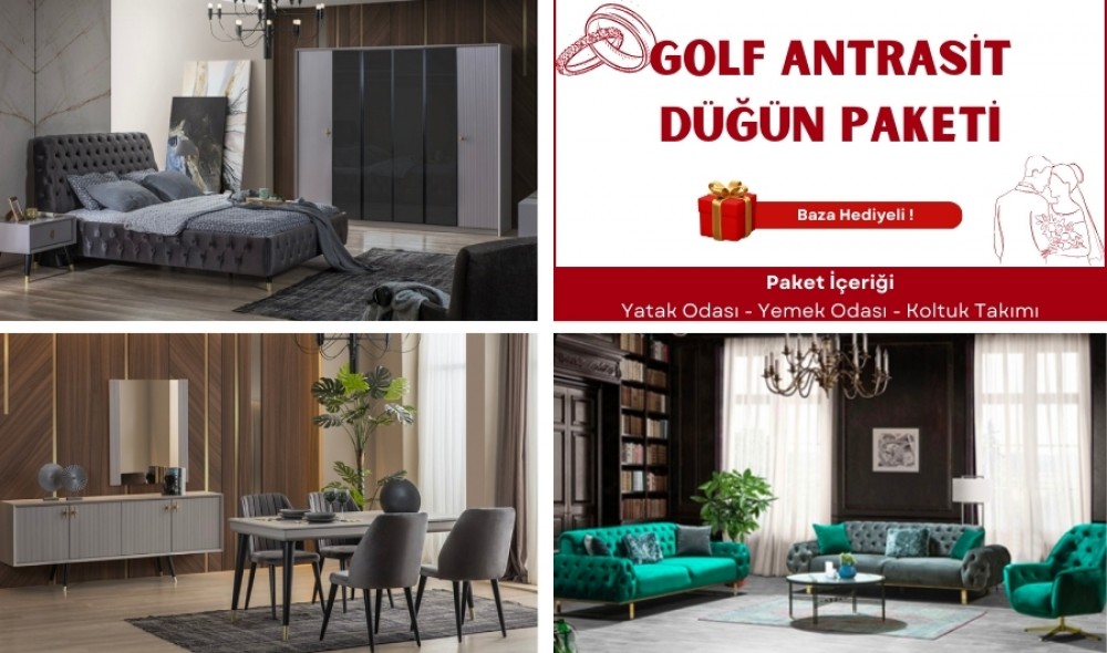 Golf Antrasit Düğün Paketi %100 MDF