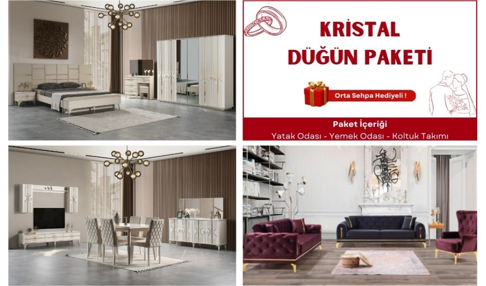 Kristal Düğün Paketi (Yüzler MDF Kasa Suntalem Malzemeden Üretilmiştir)