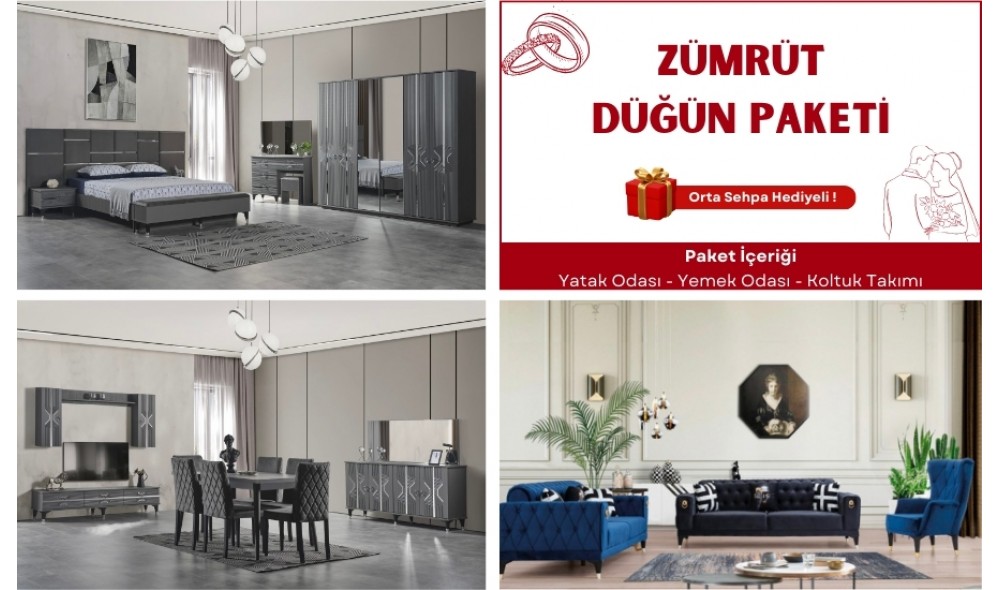 Zümrüt Düğün Paketi (Yüzler MDF Kasa Suntalem Malzemeden Üretilmiştir)